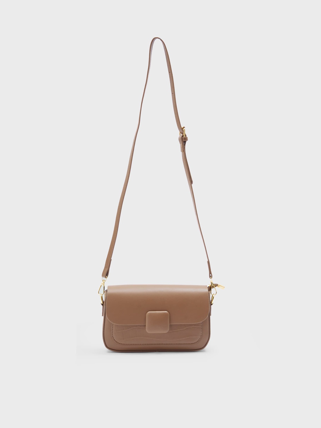

20Dresses Women Textured Structured Synthetic Leather Sling Bag, Brown