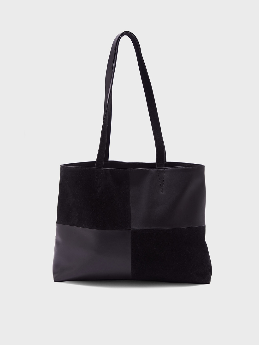 

20Dresses Colourblocked PU Oversized Structured Shoulder Bag, Black