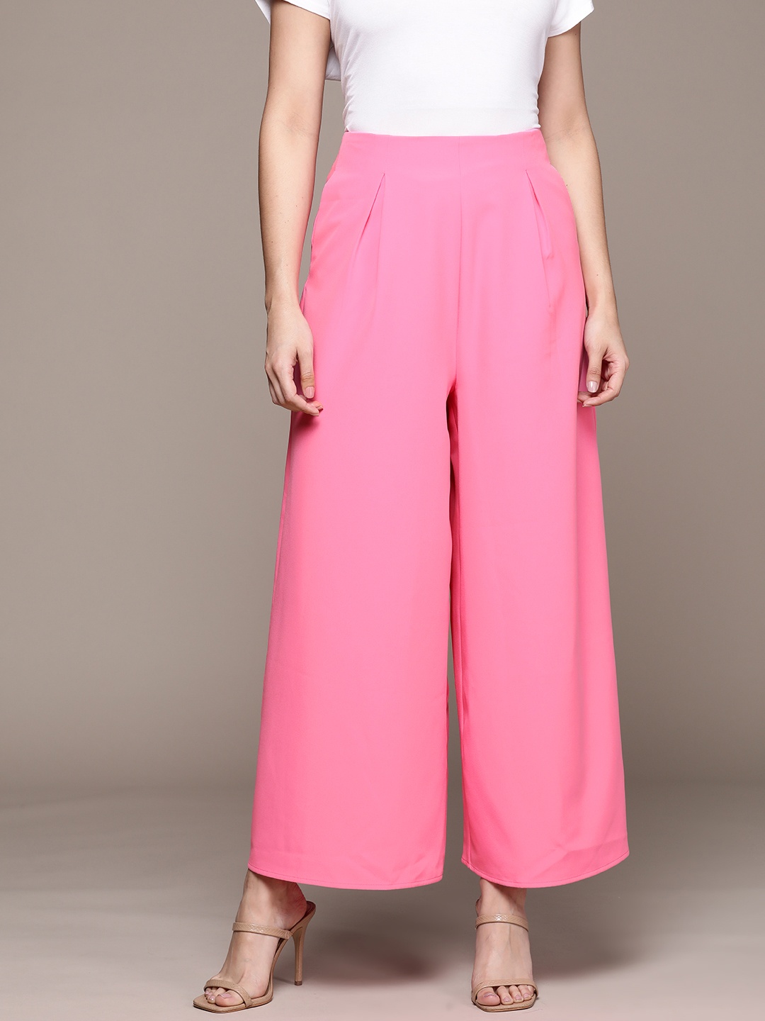 

Label Ritu Kumar Women Relaxed Loose Fit Trousers, Pink