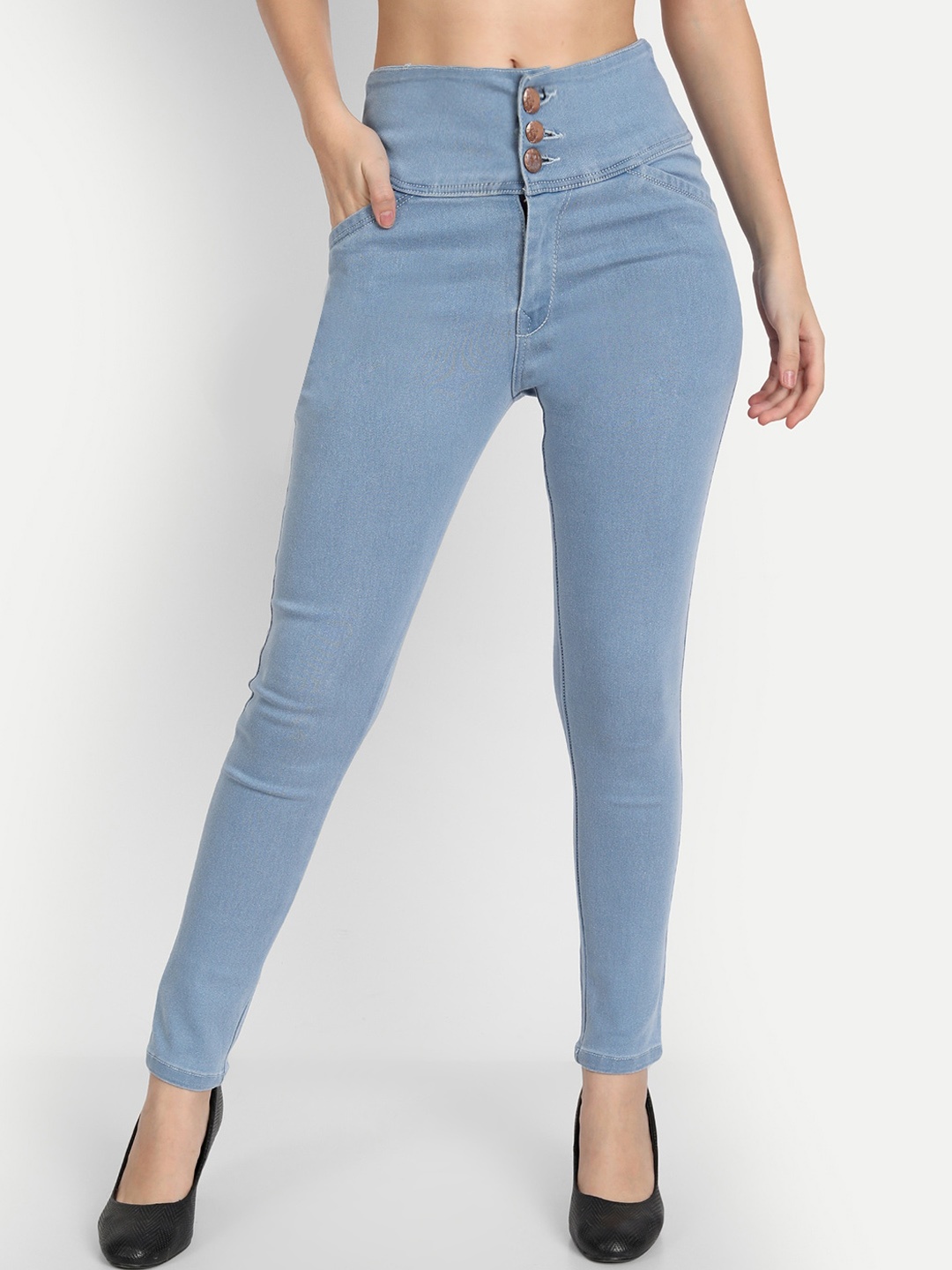

AngelFab Women Jean Skinny Fit High-Rise Stretchable Cotton Jeans, Blue