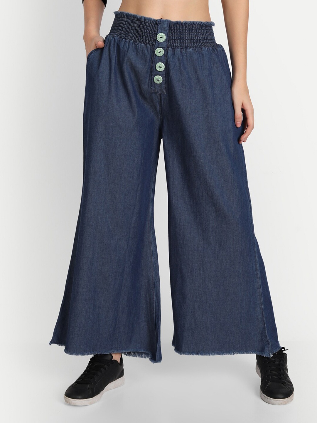 

AngelFab Women Chambray Palazzos, Blue