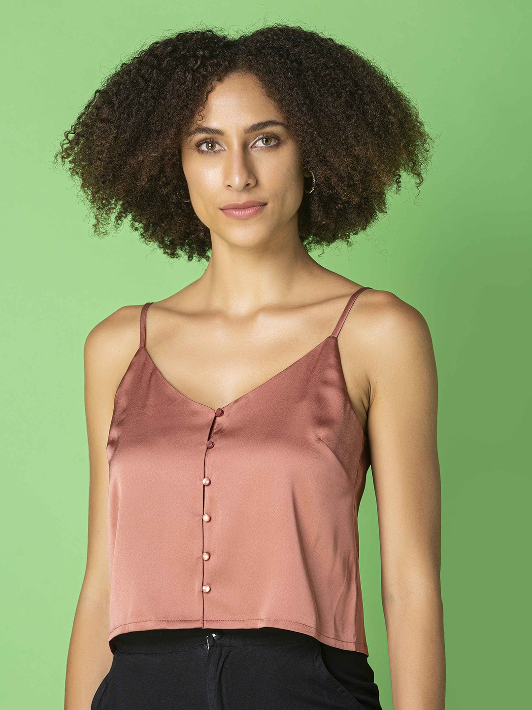 

MKOAL Shoulder Straps Satin Top, Copper