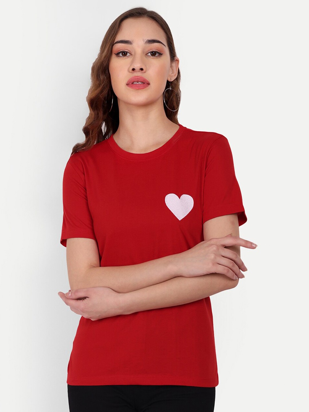 

Sttavoss Round Neck Short Sleeves Cotton T-shirt, Red