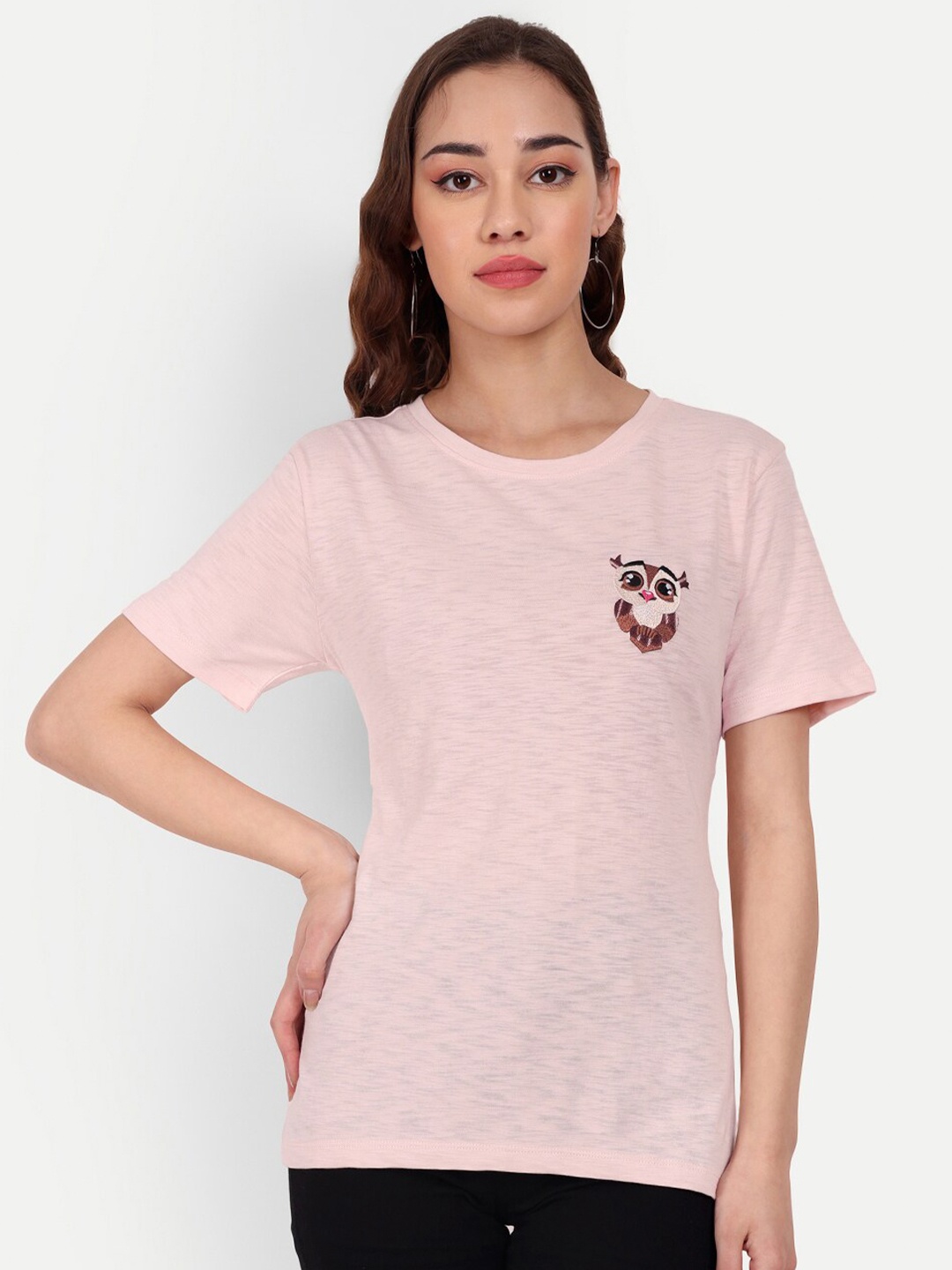 

Sttavoss Round Neck Pure Cotton T-shirt, Pink