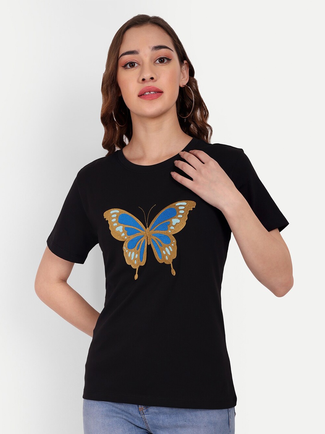 

Sttavoss Graphic Printed Pure Cotton T-Shirt, Black