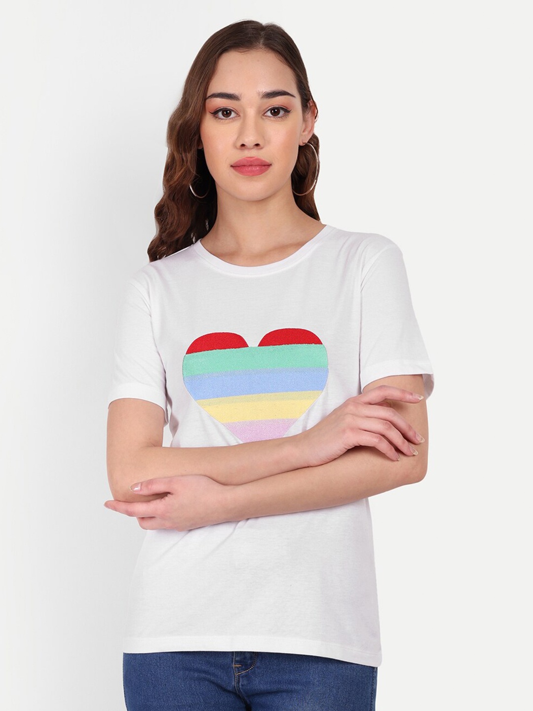 

Sttavoss Graphic Printed Round Neck Pure Cotton T-shirt, White