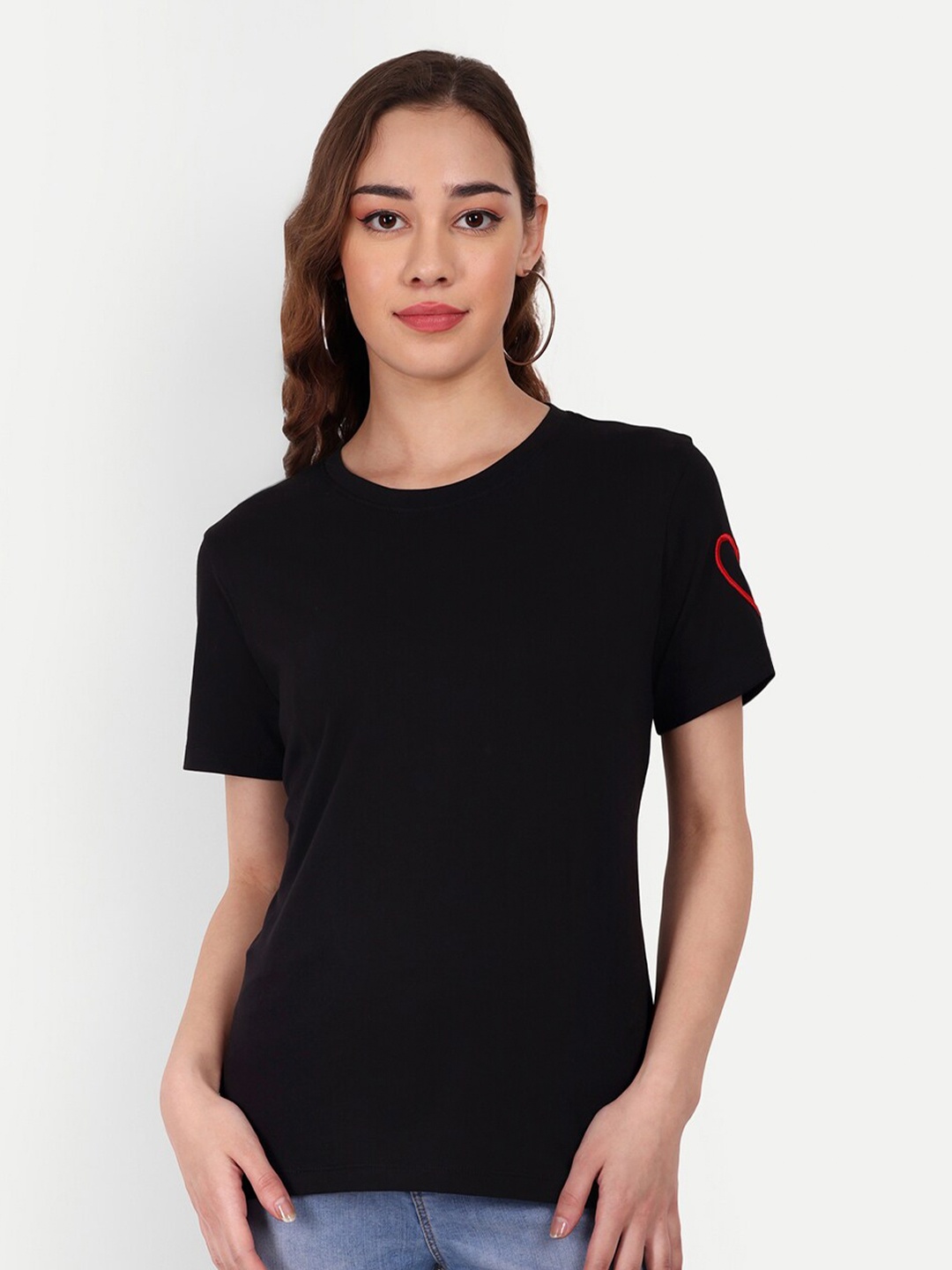 

Sttavoss Round Neck Short Sleeves Pure Cotton T-shirt, Black