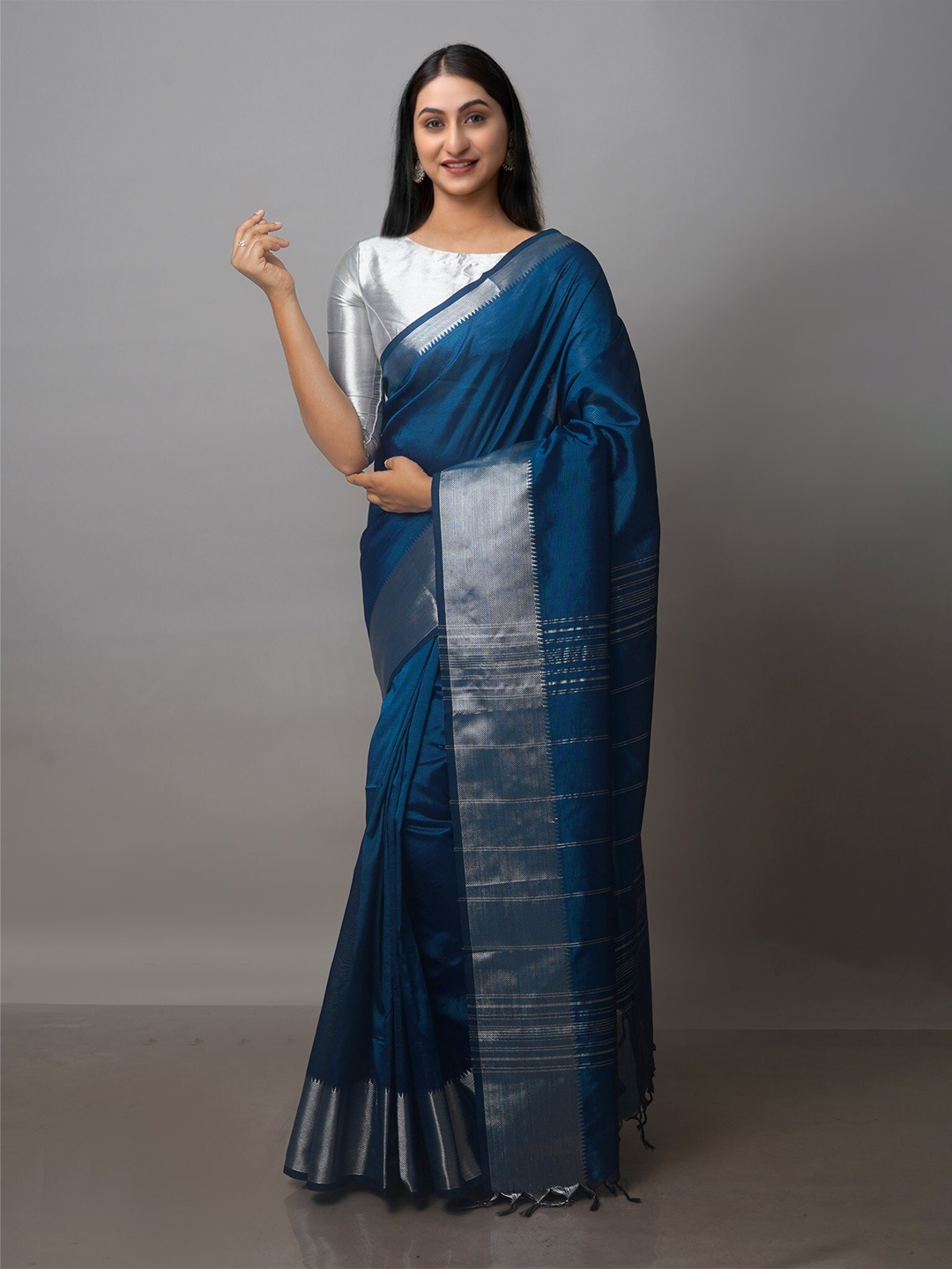 

Unnati Silks Zari Mangalagiri Saree, Teal