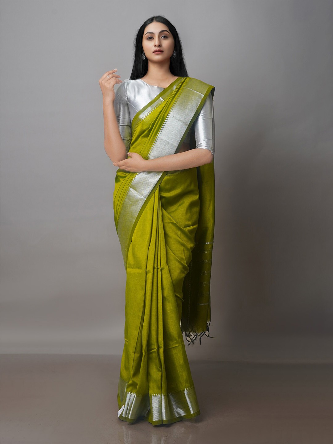 

Unnati Silks Zari Mangalagiri Saree, Green