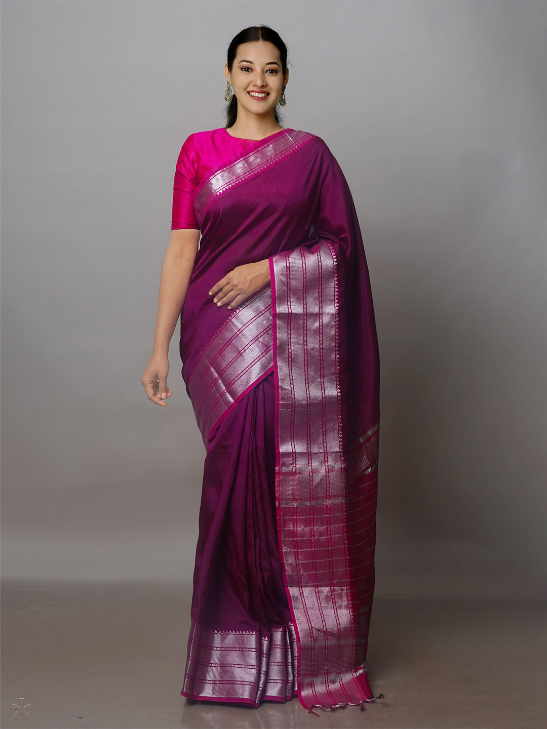 

Unnati Silks Zari Mangalagiri Saree, Purple