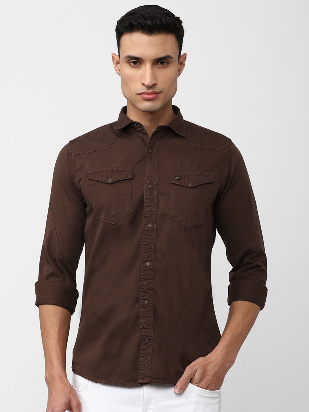 

VAN HEUSEN DENIM LABS Slim Fit Pure Cotton Casual Shirt, Brown