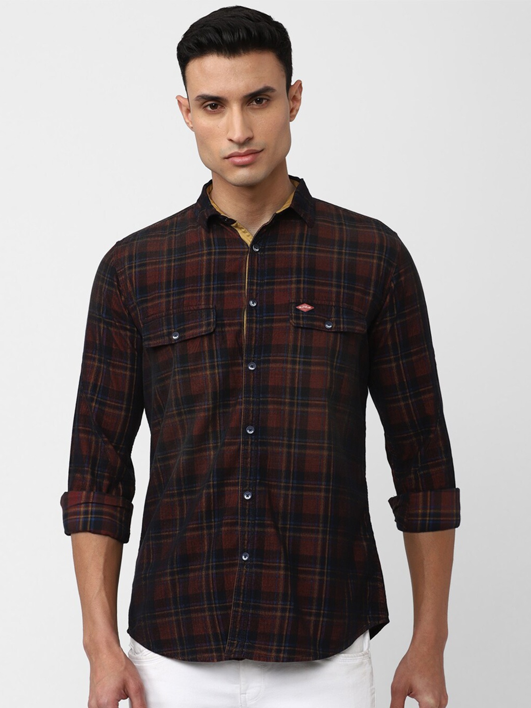 

VAN HEUSEN DENIM LABS Slim Fit Tartan Checked Casual Shirt, Brown