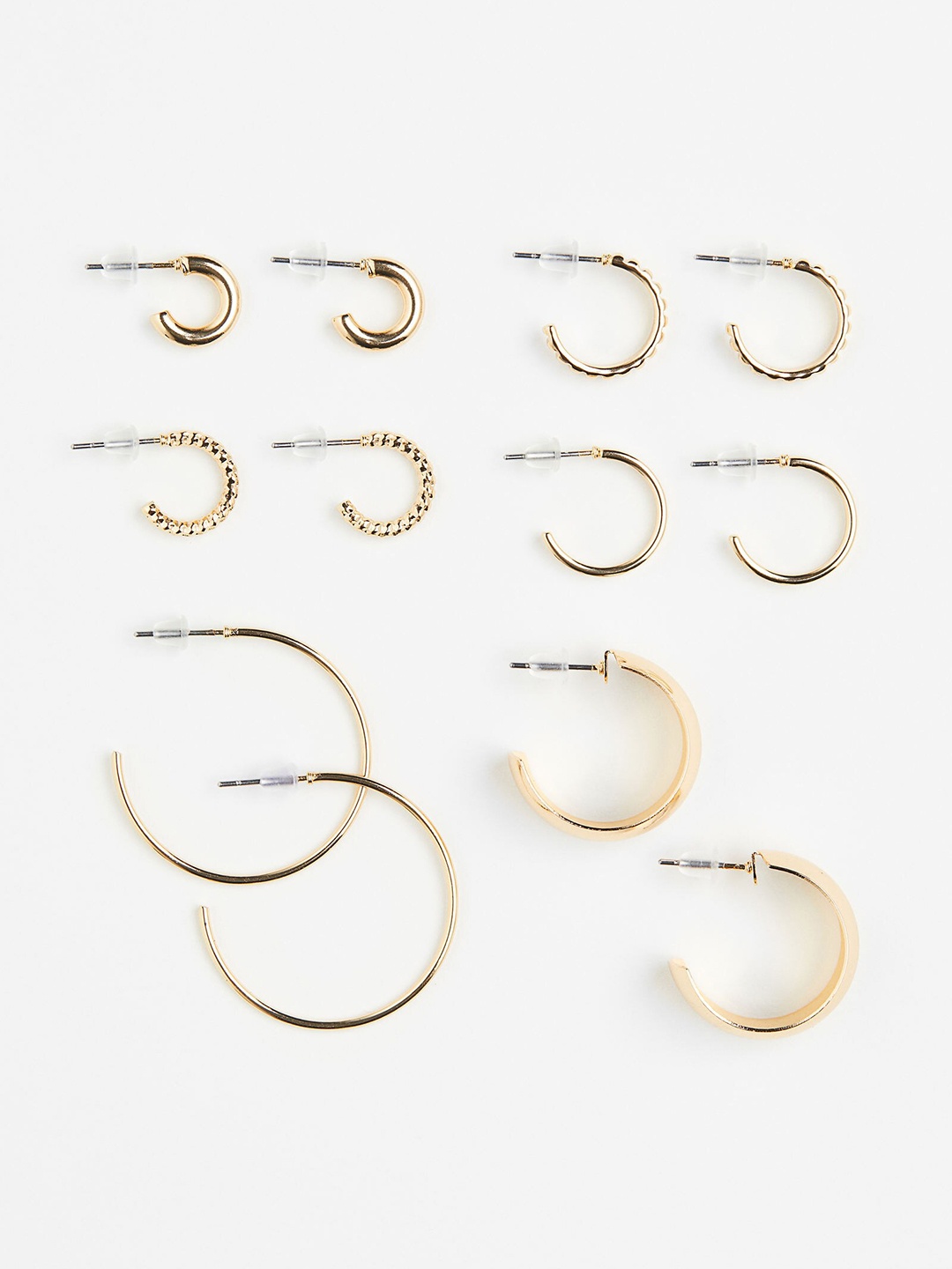 

H&M 6 Pairs Hoop Earrings, Gold