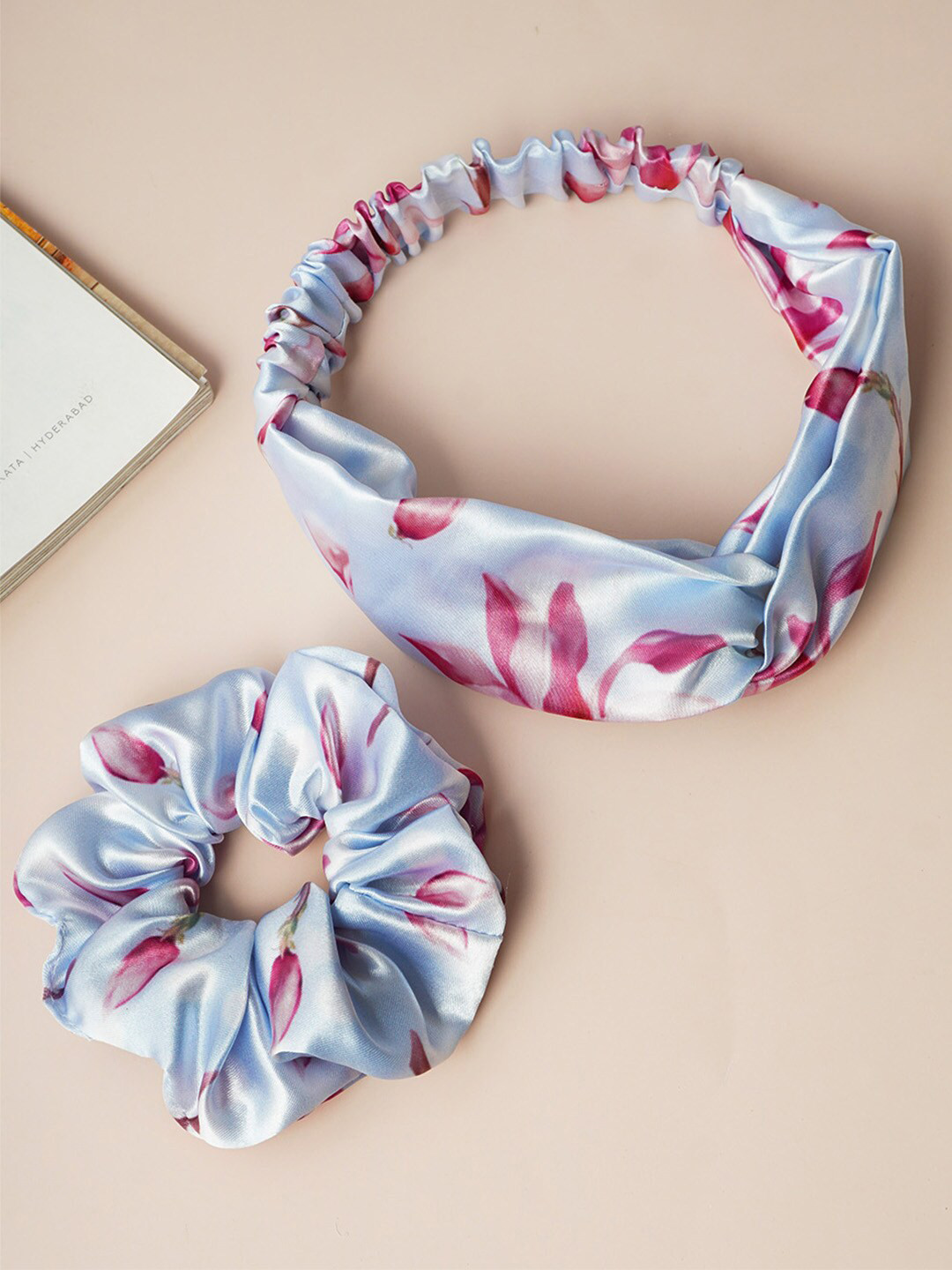 

Ferosh Set of 2 Floral Printed Hair Accessory Set, Blue