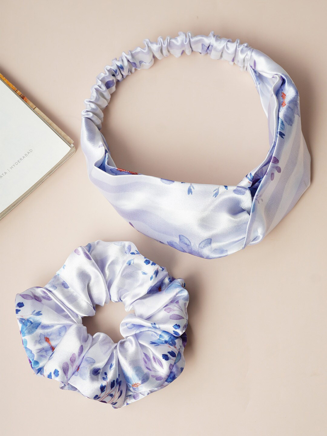 

Ferosh Set of 2 Floral Printed Hair Accessory Set, Blue