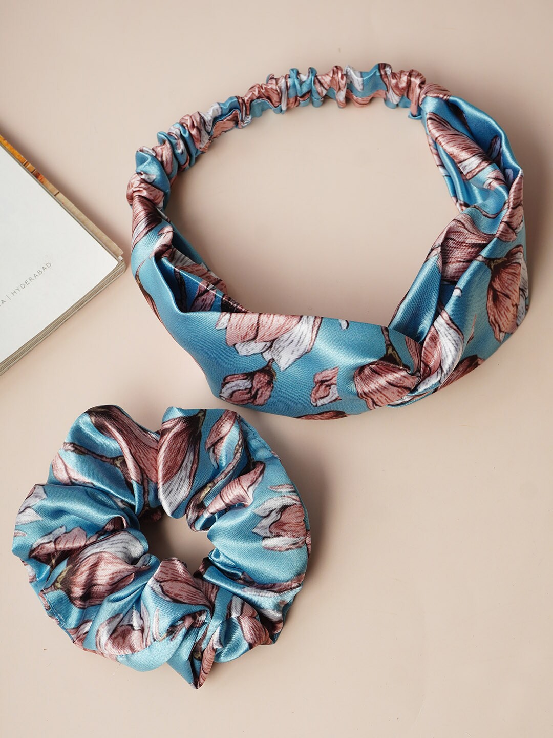 

Ferosh Set of 2 Floral Printed Hair Accessory Set, Blue