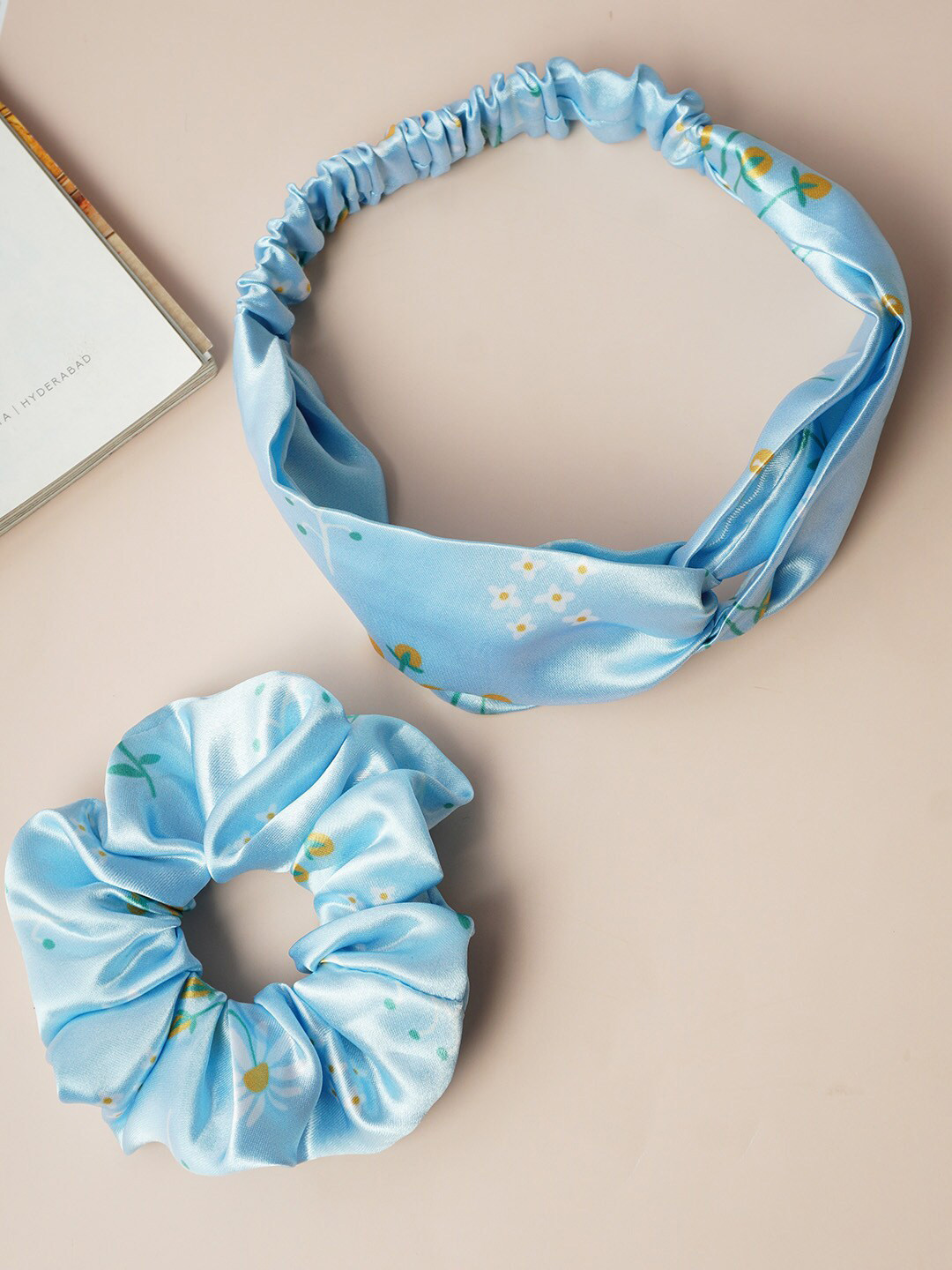 

Ferosh Set of 2 Floral Printed Hair Accessory Set, Blue