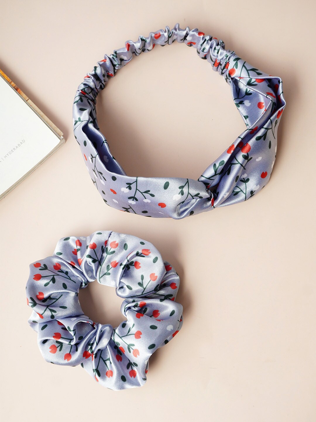 

Ferosh Set of 2 Floral Printed Hair Accessory Set, Grey