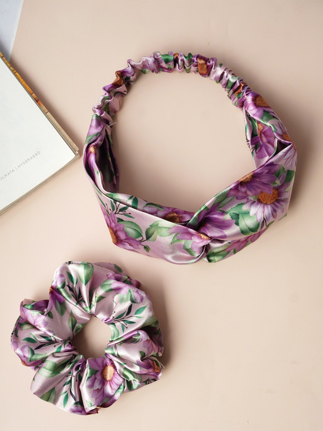 

Ferosh Set of 2 Floral Printed Hair Accessory Set, Purple
