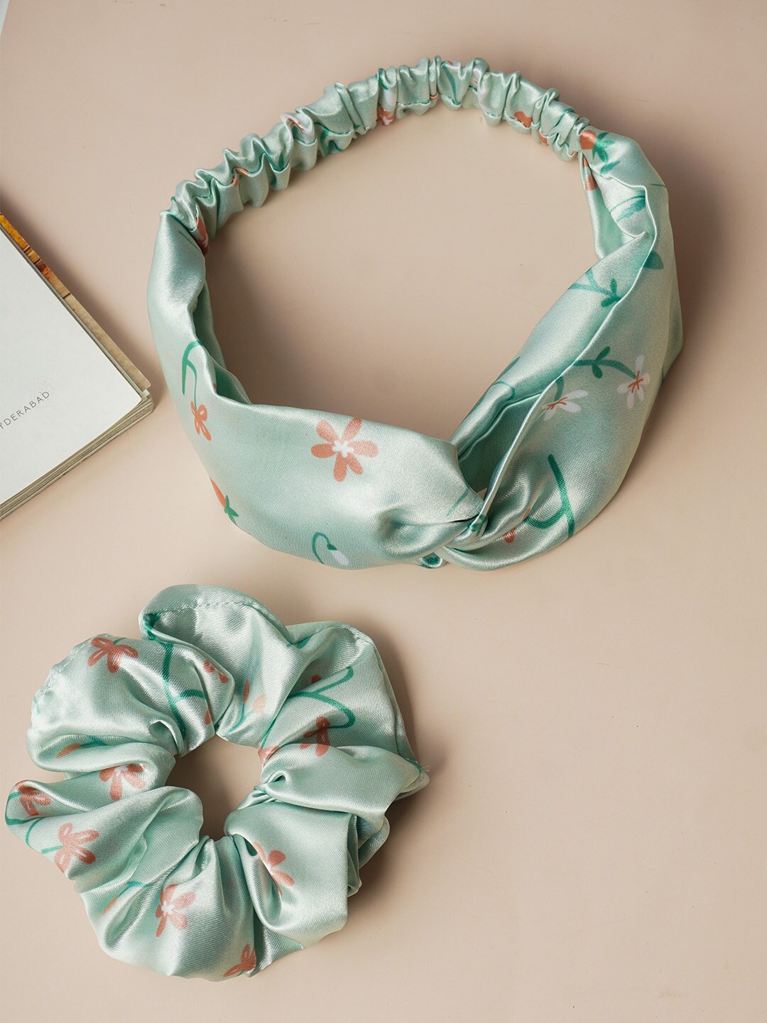 

Ferosh Set of 2 Floral Printed Hair Accessory Set, Green