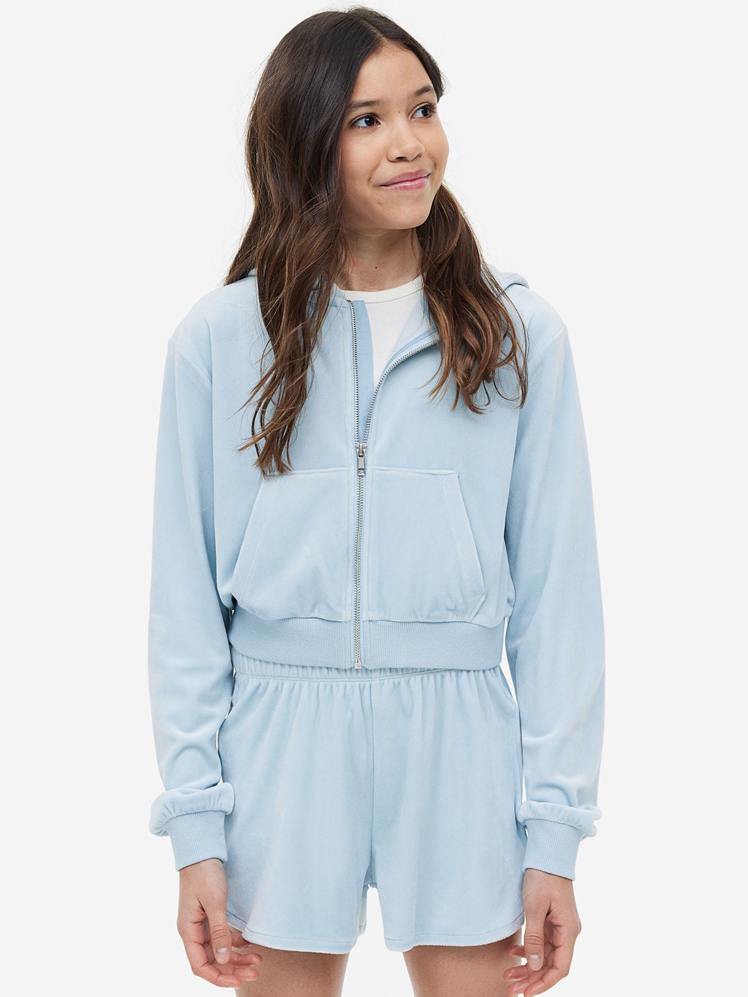 

H&M Girls 2-Piece Velour Set, Blue
