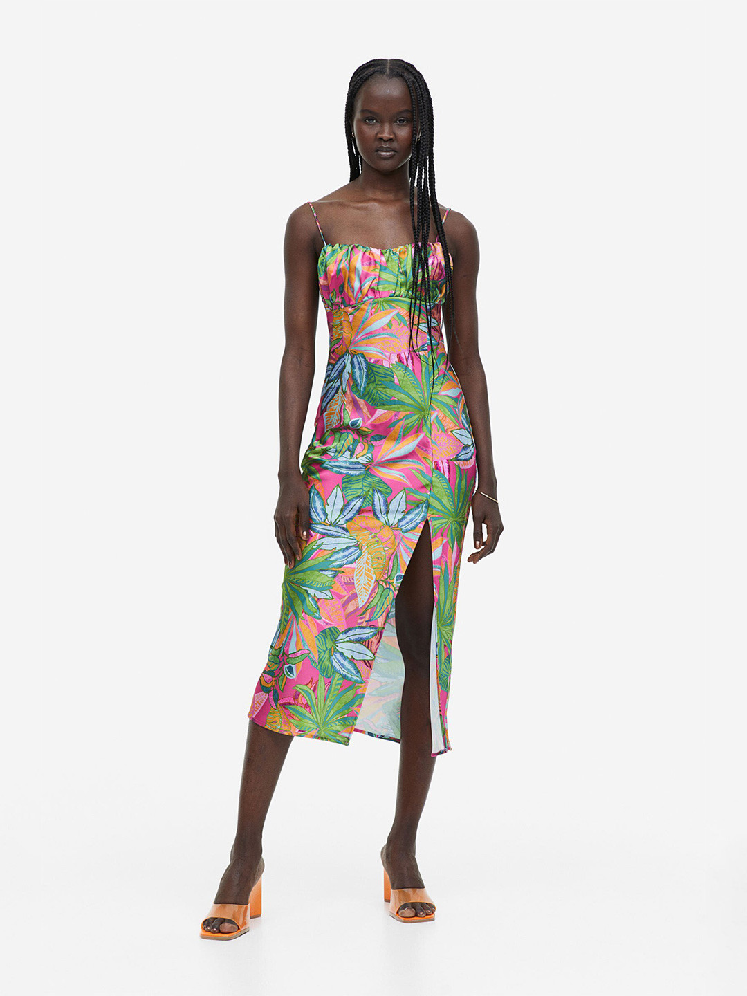 

H&M Patterned Satin Dress, Pink