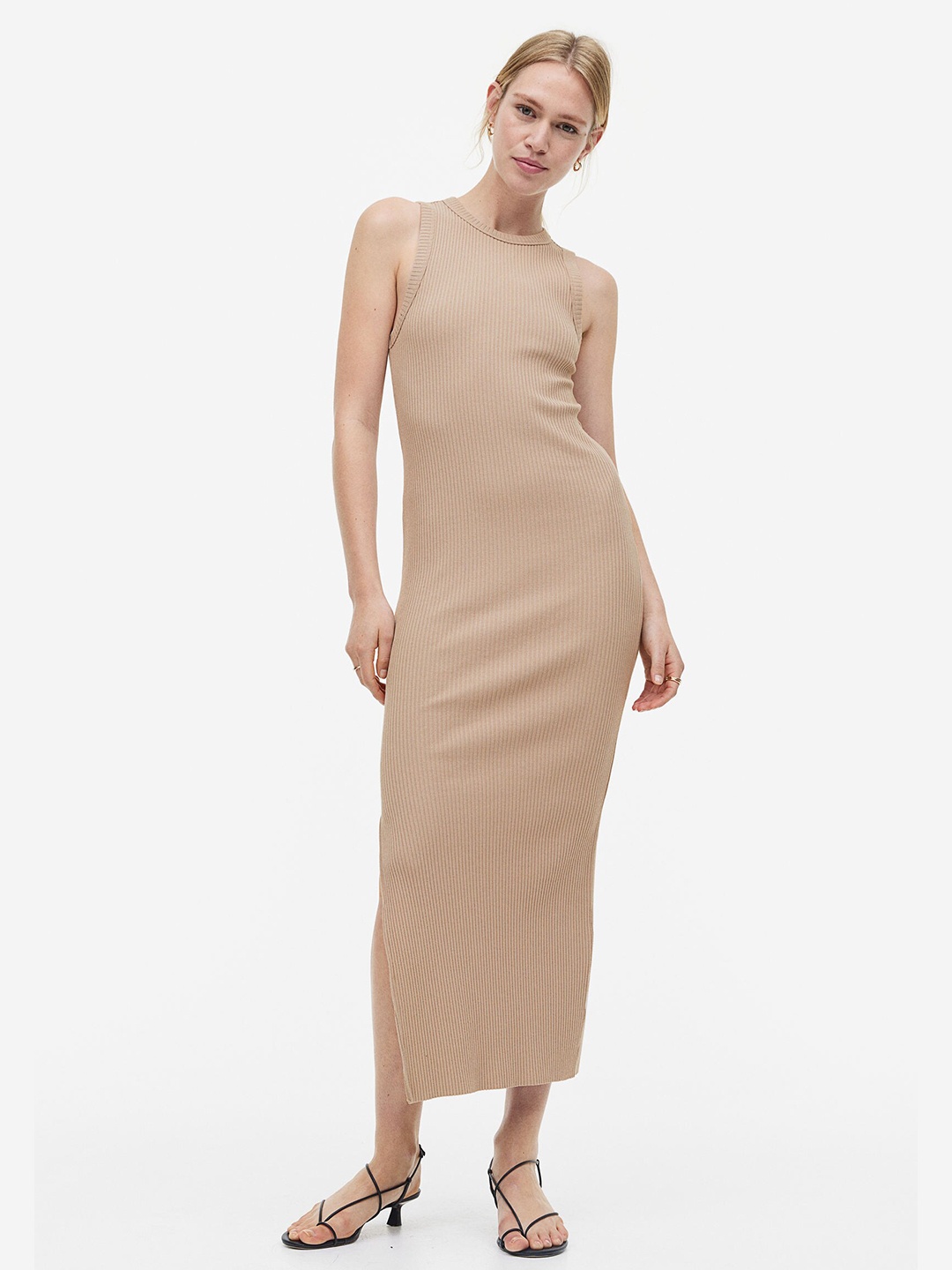 

H&M Ribbed Jersey Dress, Beige
