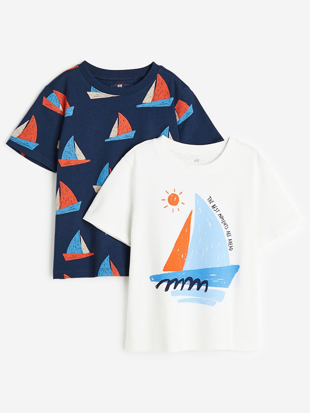 

H&M Boys 2-Pack Printed T-Shirts, Blue