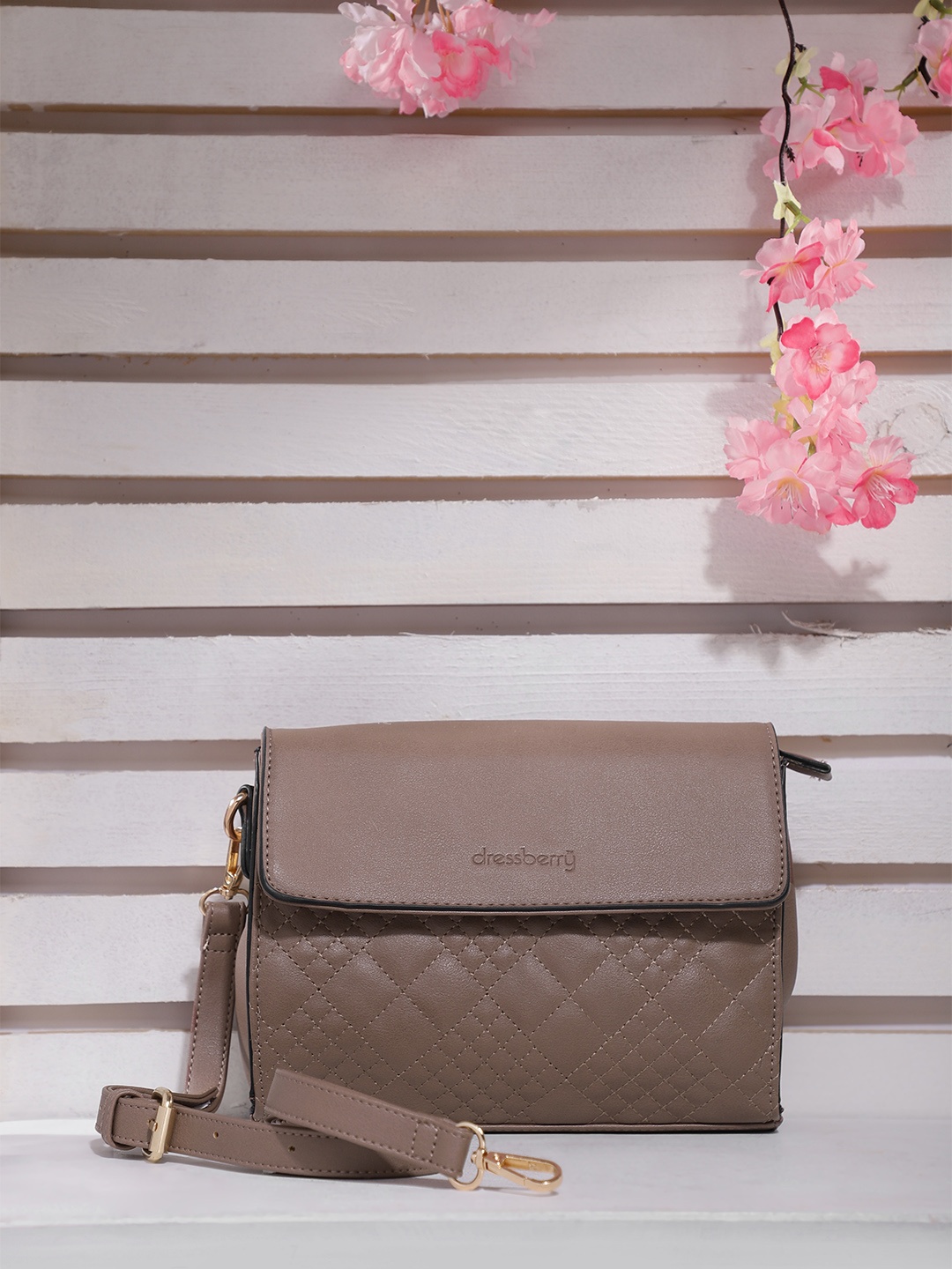 

DressBerry Taupe Self Design Sling Bag