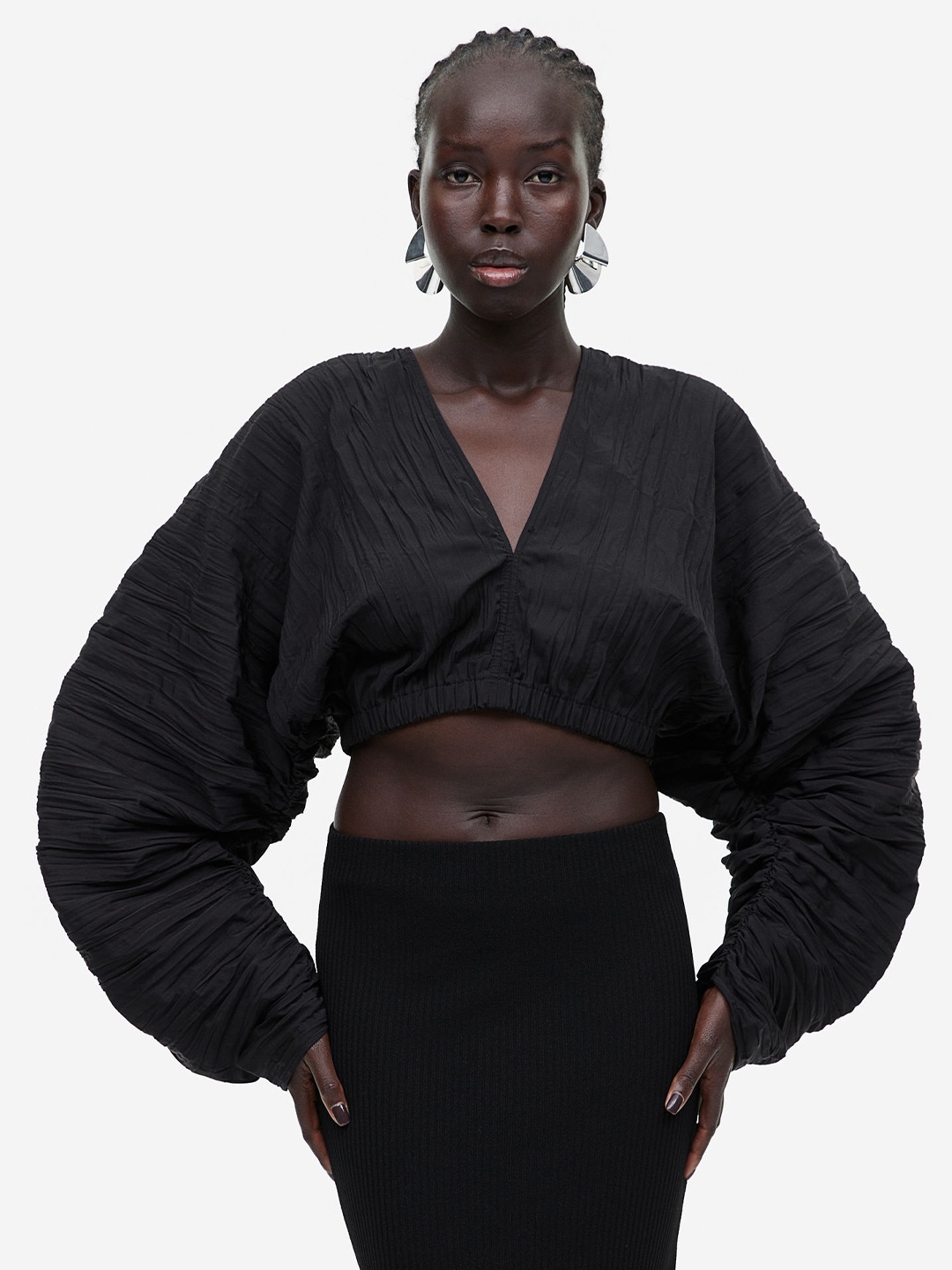 

H&M Pleated Top, Black