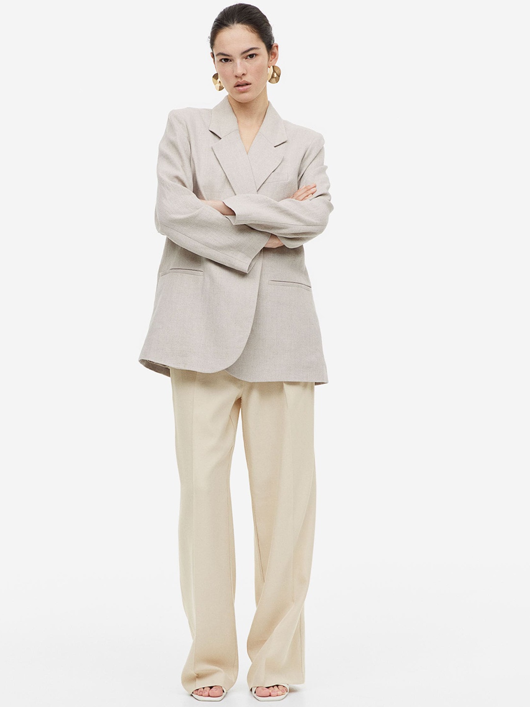 

H&M Women Tailored Trousers, Beige