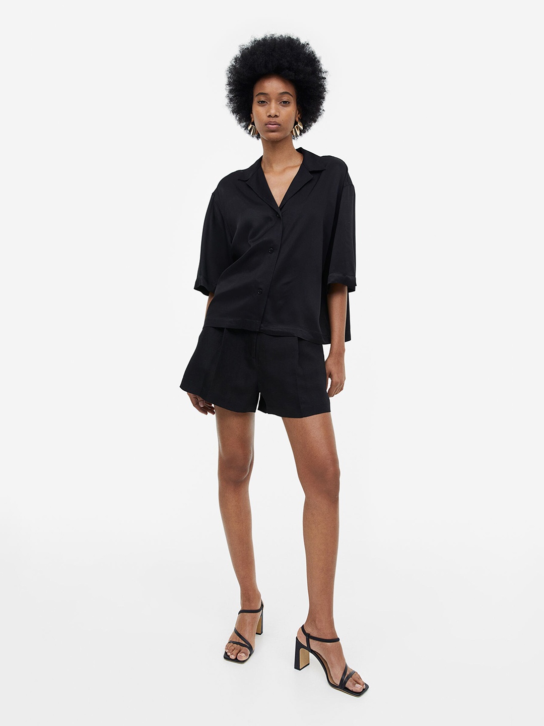 

H&M Boxy Viscose Blouse, Black
