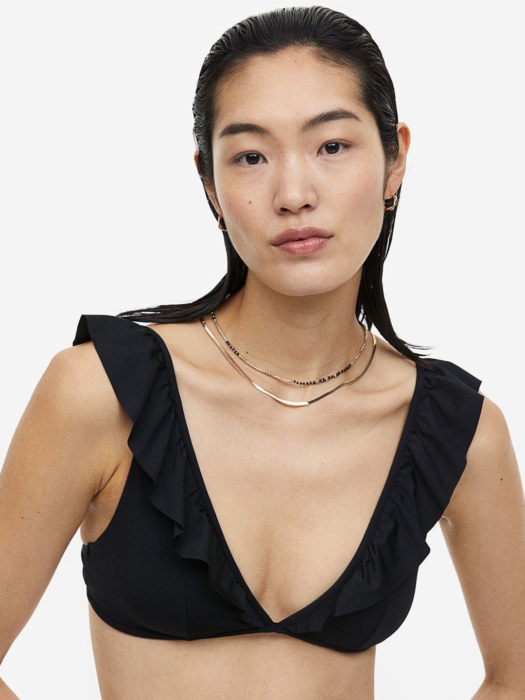 

H&M Padded Triangle Bikini Top, Black
