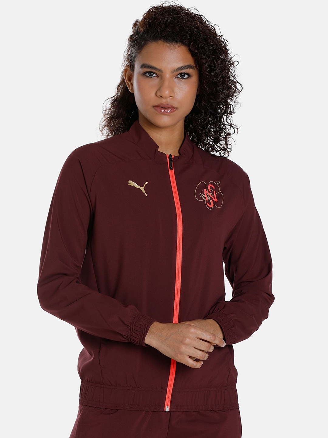 

Puma Women Neymar Jr Diamond Brand Logo Printed Football Jacket, Brown