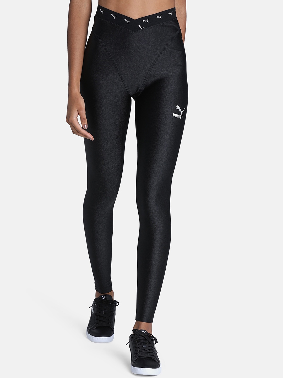 

Puma Women SQ Brand Logo Printed Knitted Leggings, Black