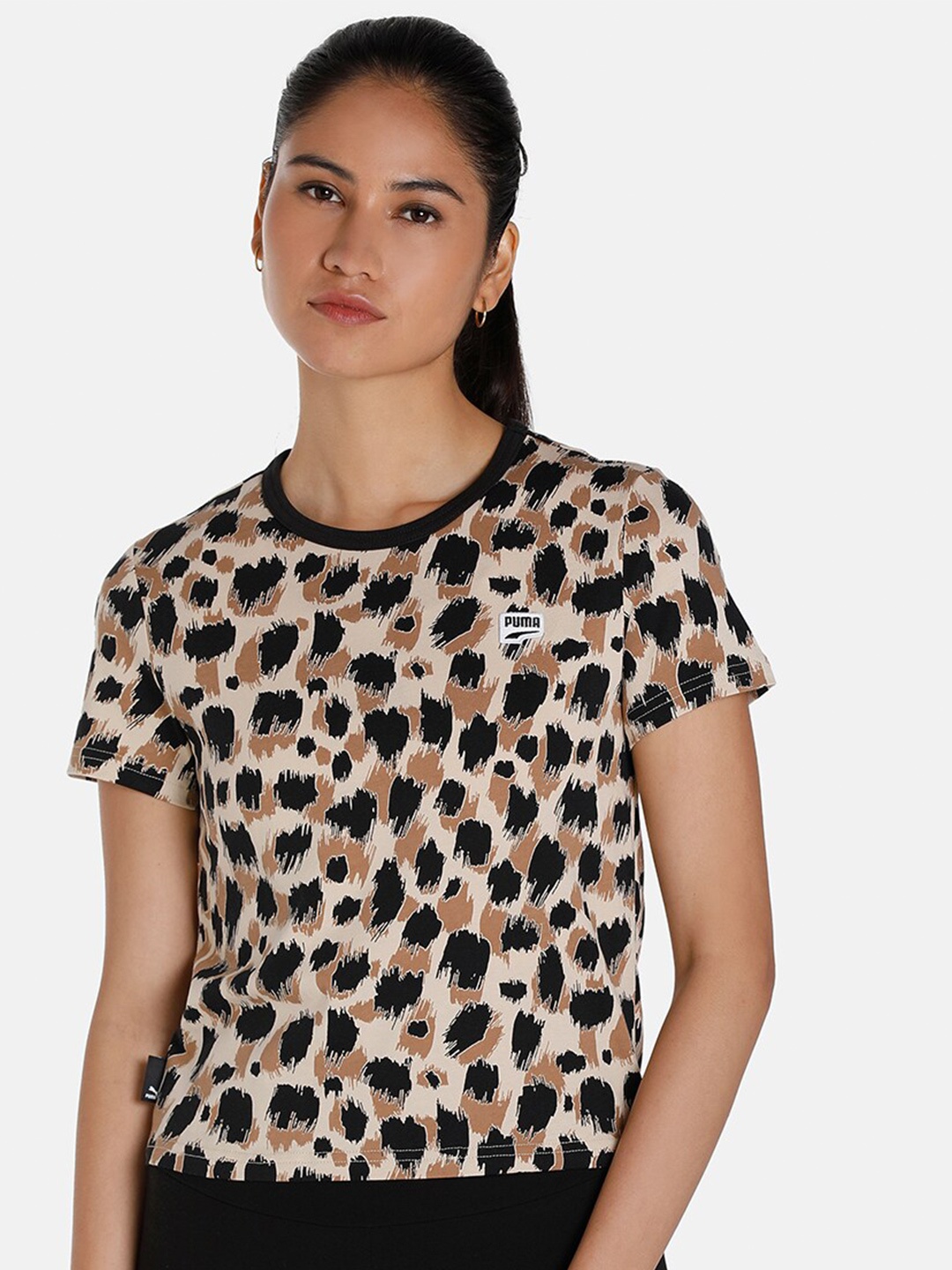 

Puma DOWNTOWN Printed Slim-Fit Cotton T-Shirt, Beige