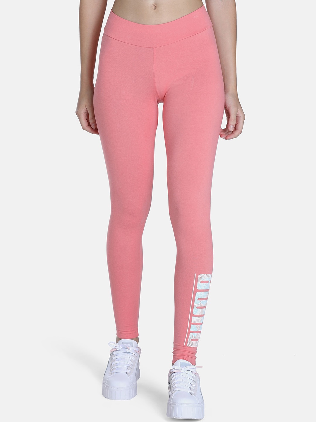 

Puma Women Abstract Graphic Printed Cotton Tights, Pink