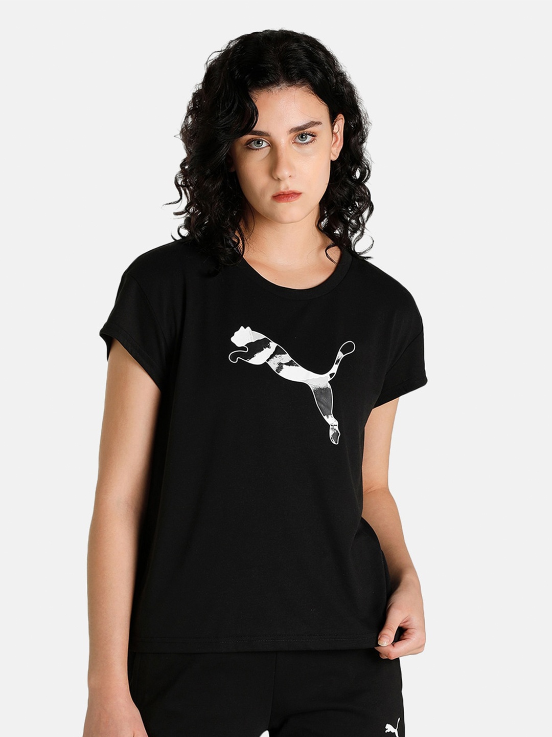 

Puma Women Modern Sports Brand Logo Printed Relaxed-Fit T-Shirt, Black