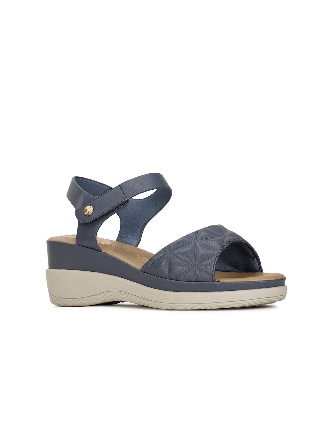 

Bata comfit Textured Open Toe Wedge Heels, Blue