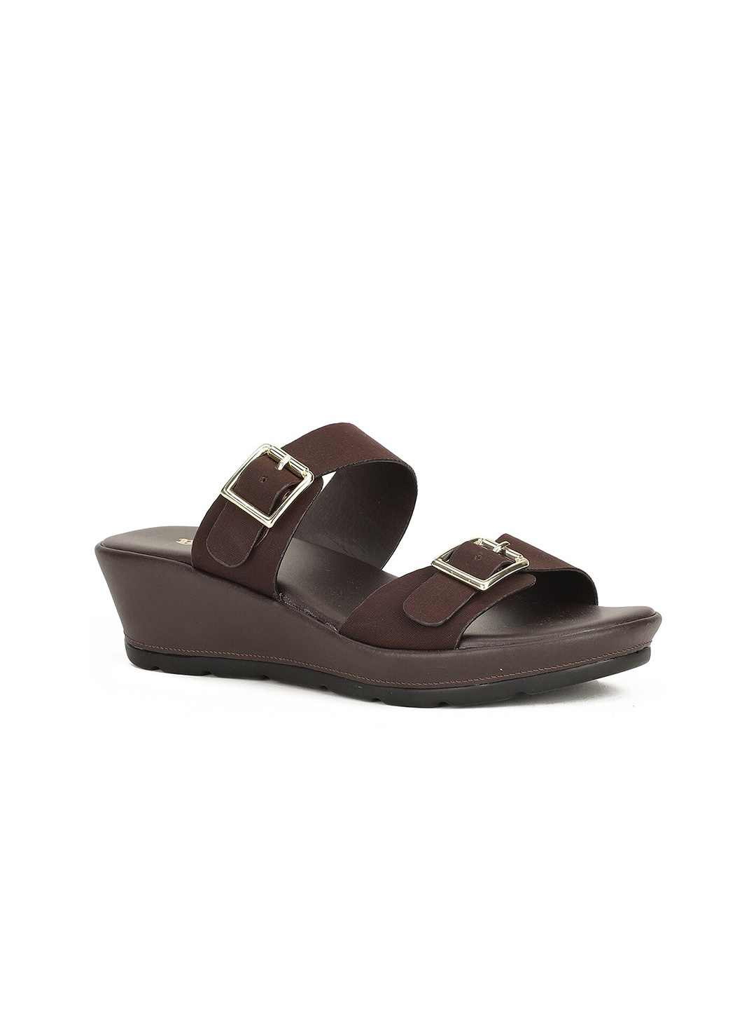 

Bata Buckle Detailed Wedge Heels, Brown