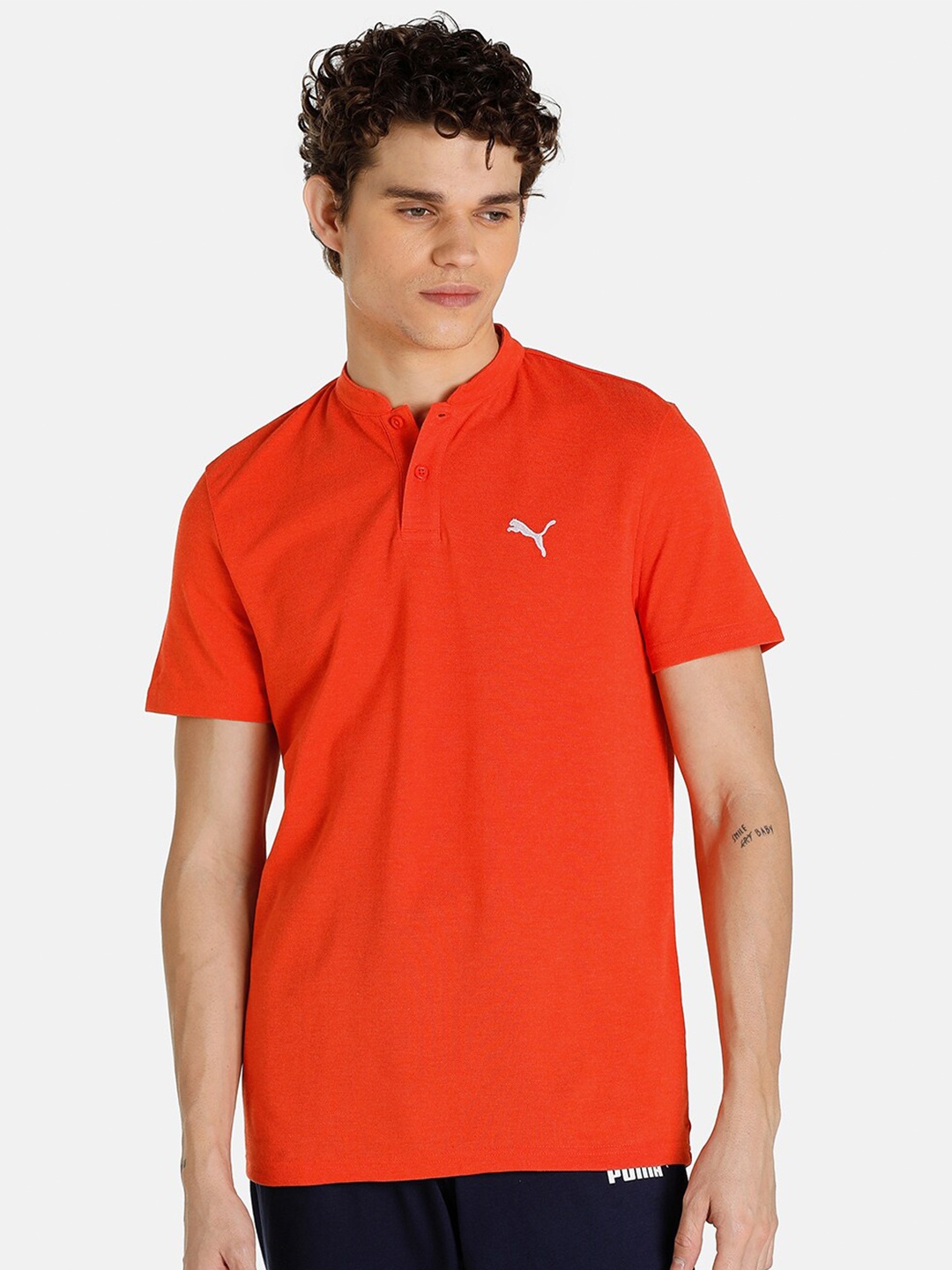 

Puma Men CR Band Collar Polo Cotton T-Shirt, Red