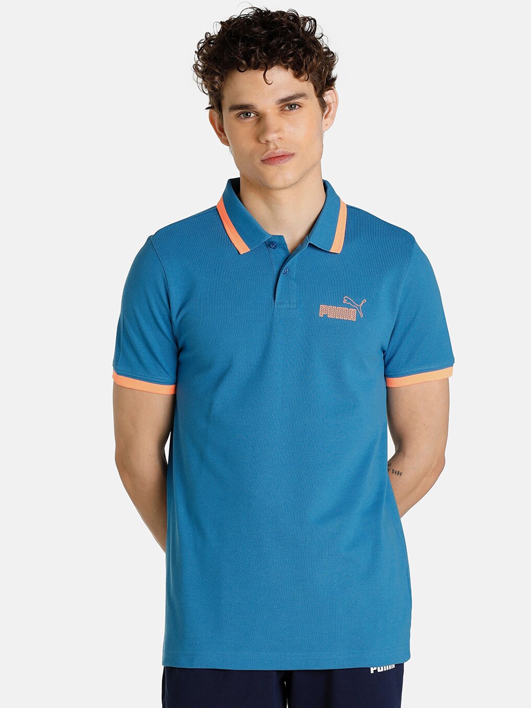 

Puma Tipping Polo Collar Slim-Fit Cotton T-Shirt, Blue
