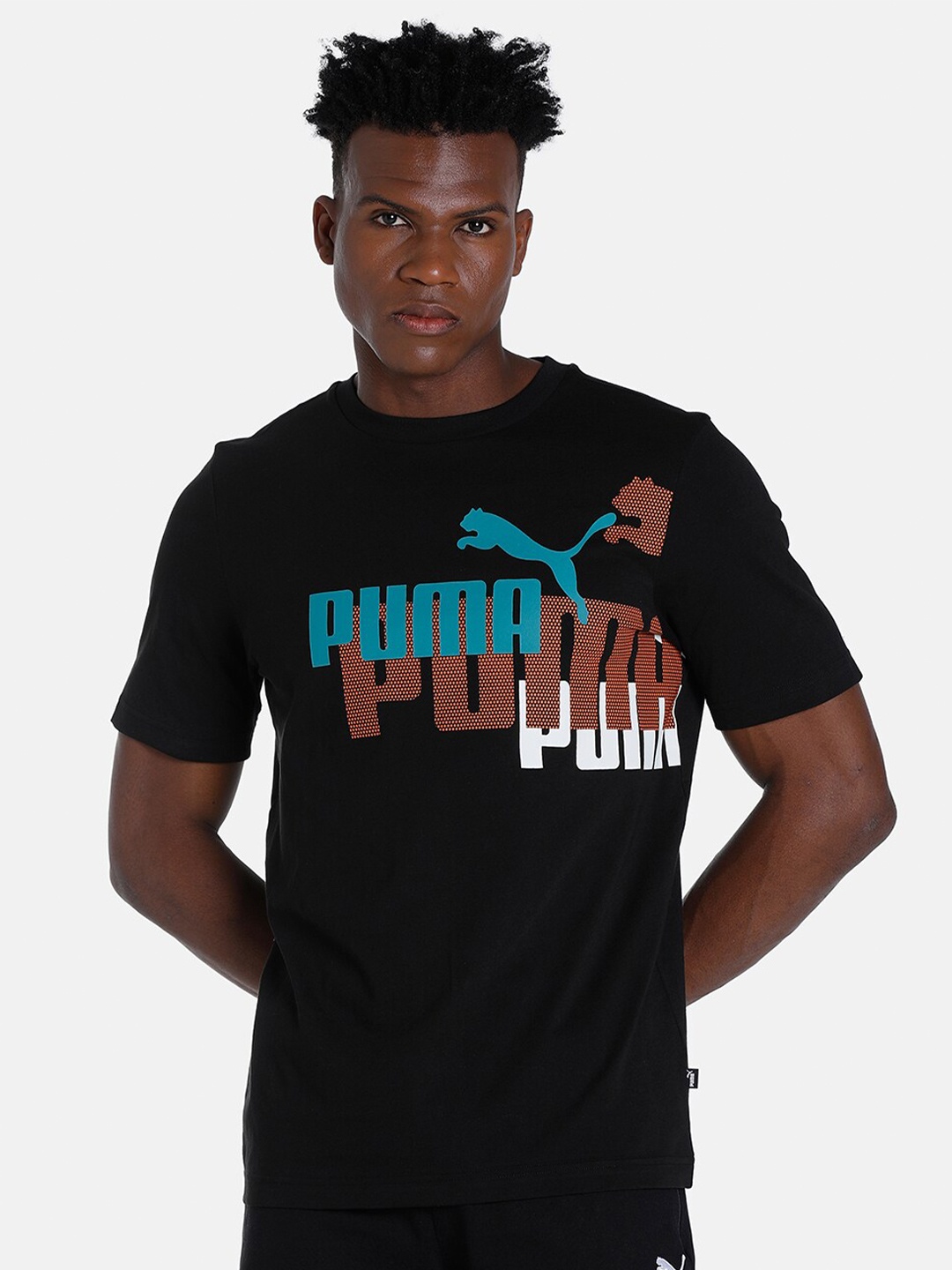 

Puma Men ESS+ LOGO POWER Regular fit Cotton T-Shirt, Black