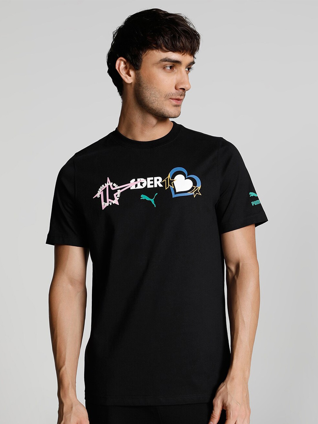 

Puma X 1DER Classic Printed Knitted Regular fit Cotton T-Shirt, Black