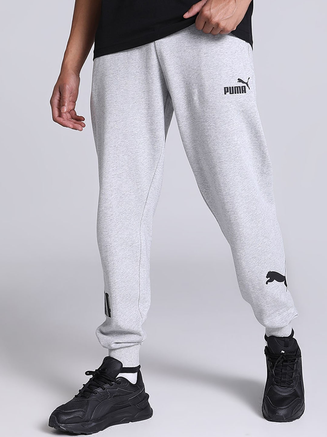 

Puma Men Power Brand Logo Printed Cotton Joggers, Grey