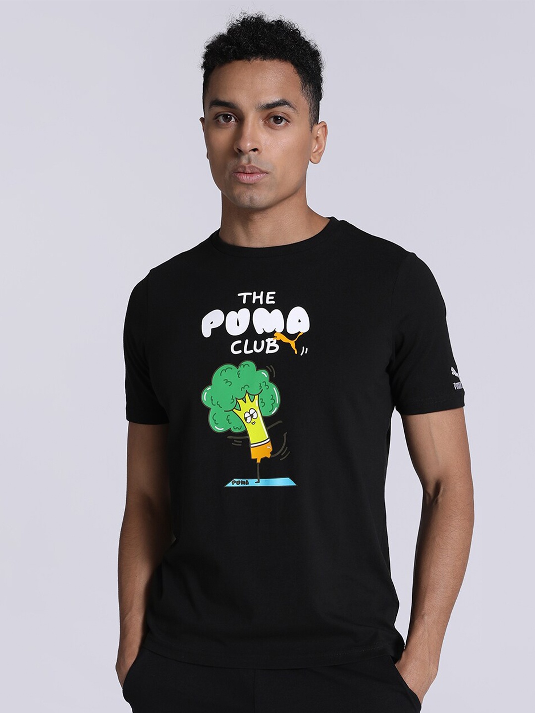 

Puma Men Club Graphic Printed Cotton Regular Fit T-Shirt, Black