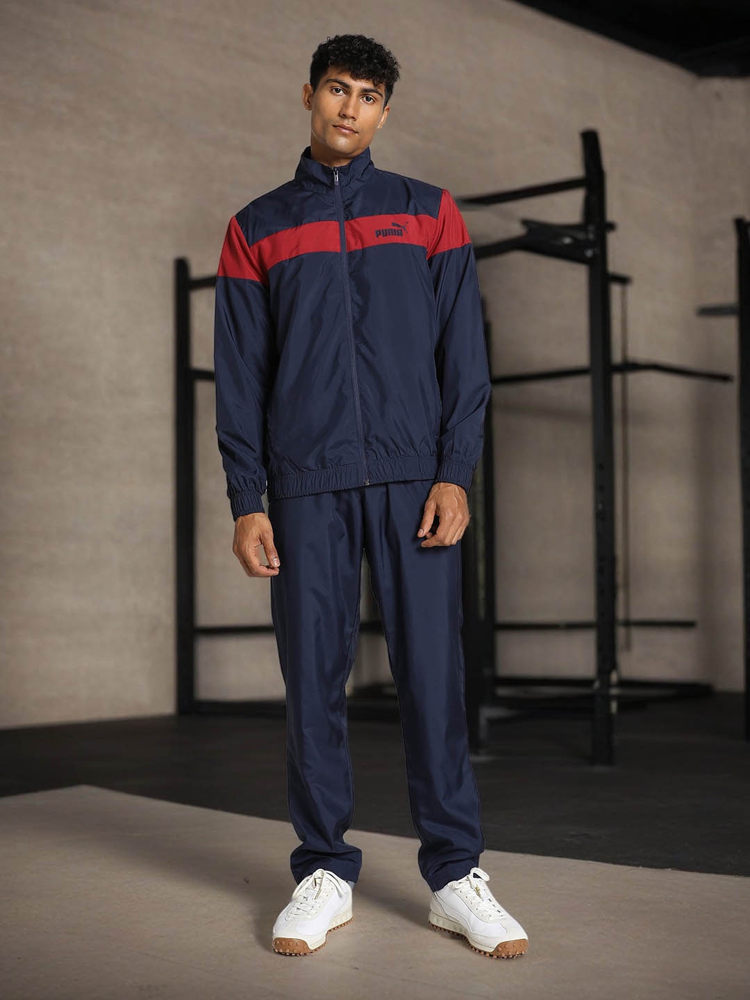 

Puma Men Classic Colorblocked Mock Collar Track Suit, Navy blue