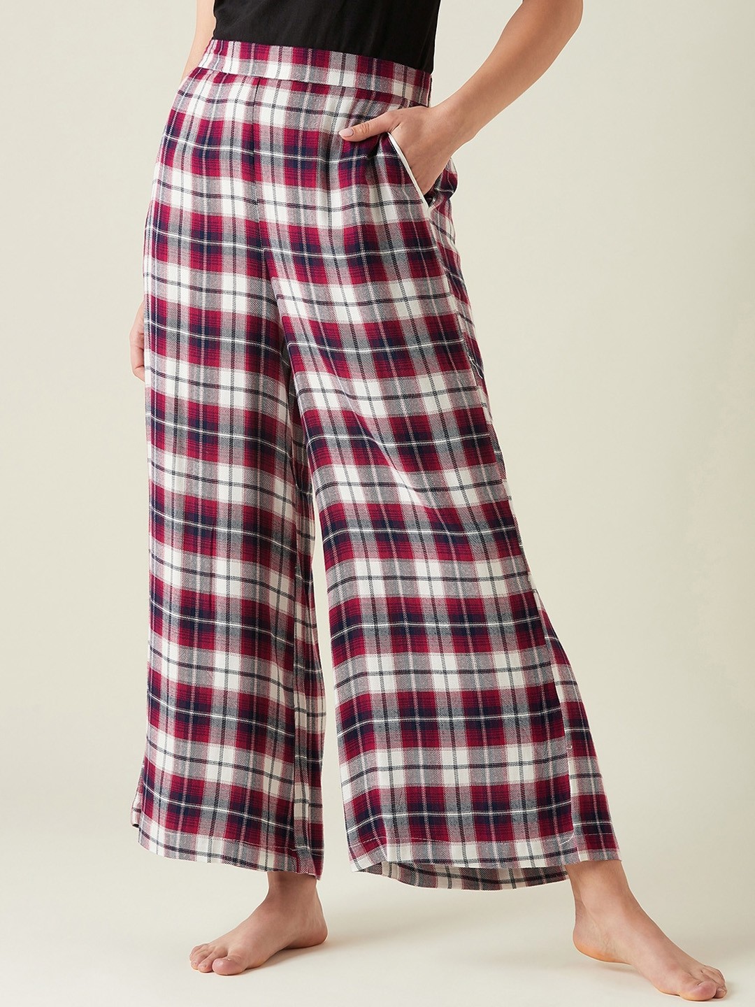 

The Kaftan Company Women Checked Flared Lounge Pant, Purple
