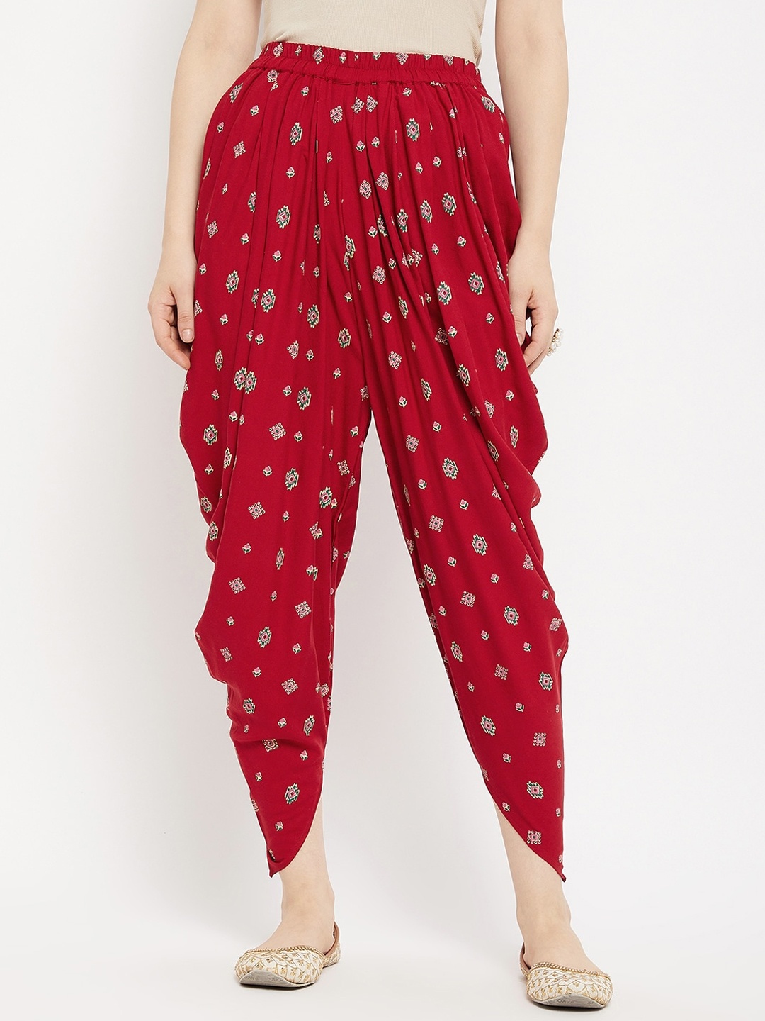 

TULIP 21 Tribal Printed Cowl Dhoti Pants, Maroon