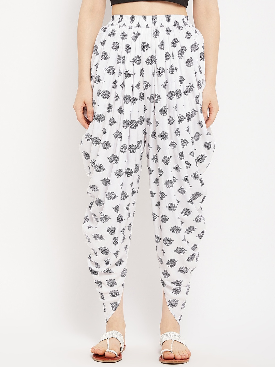 

TULIP 21 Printed Cowl Dhoti Pants, White